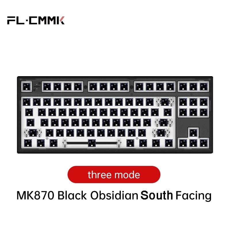 FL·ESPORTS MK870 Keyboard Kit Single-Three-Mode Mechanical Keyboard Full Key Hot Swap RGB DIY Customized Keyboard Accessories. 