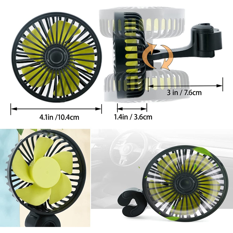 【Xiaofeng】Car Fan, UB Backeat Auto Rear eat Fan 3. 