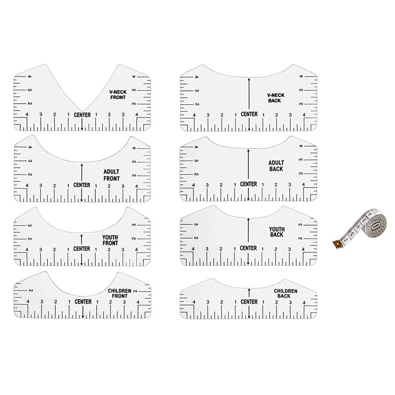 New BRADOO-9 PC T-hirt Alignment Tool, T-hirt Guide Ruler for Deigning Clothing, PVC Back and Front Aligned T-hirt Ruler