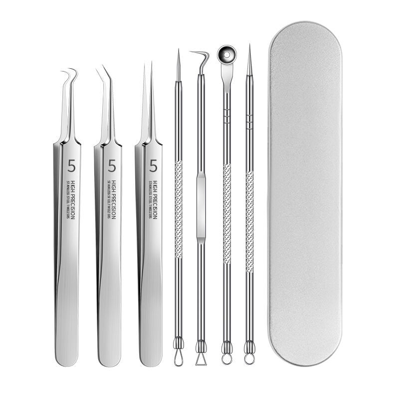 Acne forceps blackheads, scraping closing mouth, acne needle picking and squeezing acne, special tool set for cell clip on the face. 