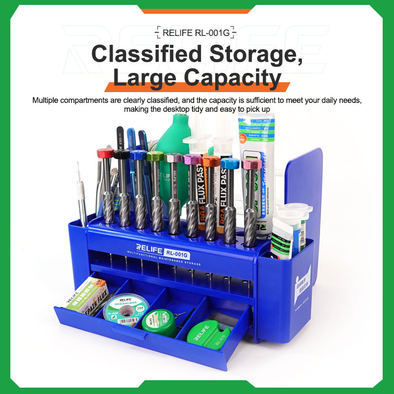 RELIFE RL-001G Multifunction Tool Storage Box Large Capacity Portable Mobile Phone Repair Tools Storage Box Organizer. 