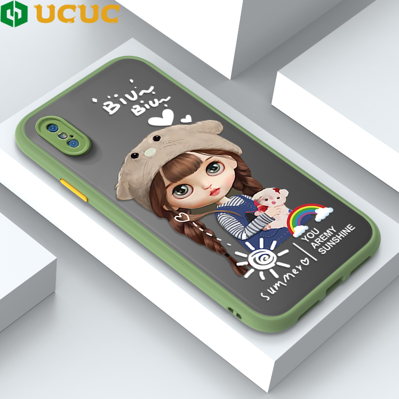 UCUC for iPhone XS MAX Back Cover Rainbow Lovely Girls Frosted Transparent Hard Phone Case Thin Shockproof Full Cover Camera Protect Case. 