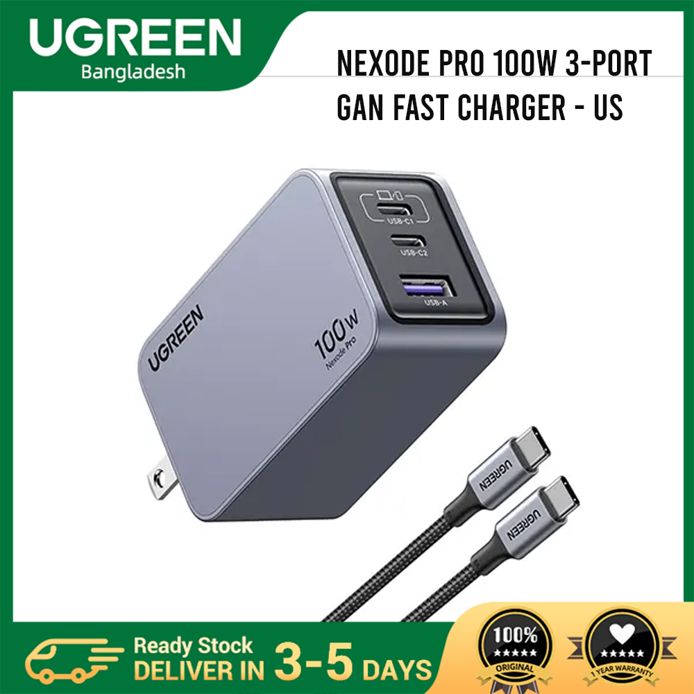 UGREEN X757 (25873) Nexode Pro 100W 3-Port GaN Fast Charger - US - UGREEN Nexode Pro 100W 3-Port GaN Fast Charger - ThermalGuard Comprehensive Protection System - Advanced GaN technology - Wide Compatibility
