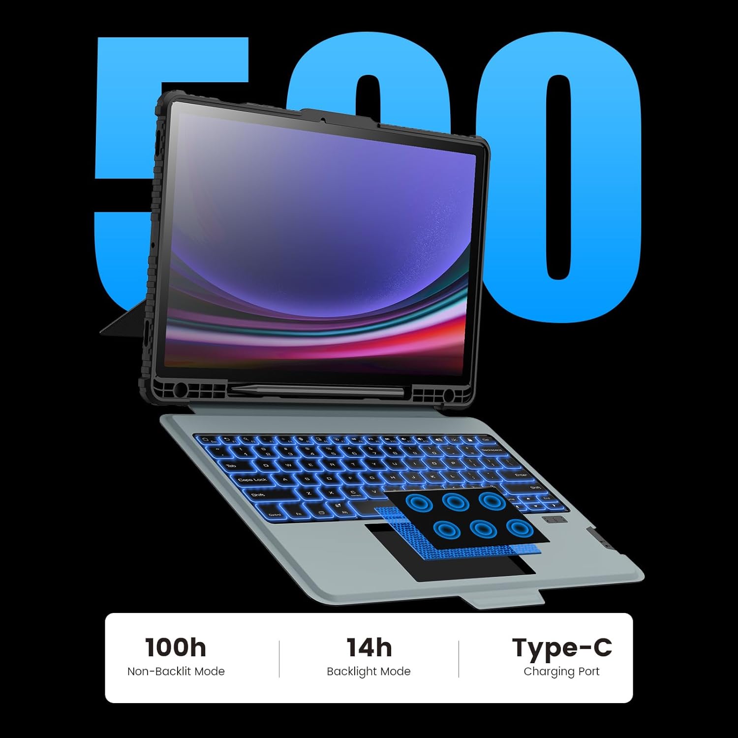 Magic Keyboard For Samsung Galaxy Tab S10+ Case Nillkin Backlight Bluetooth Keyboard Cover For Samsung Galaxy Tab S9/S9 + Cases. 