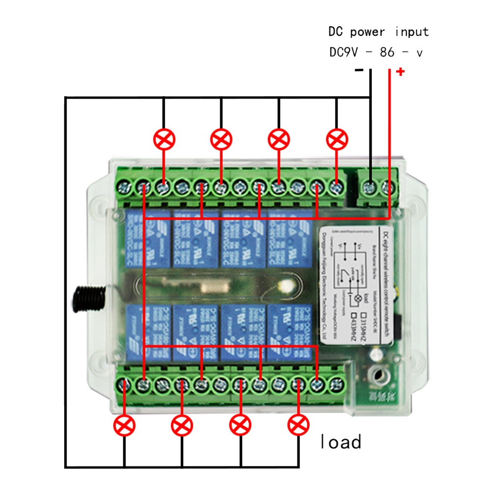 8 Channel DC 9-72V Remote Control Wireless Switch Remote Motor Control Switch (1 Set). 
