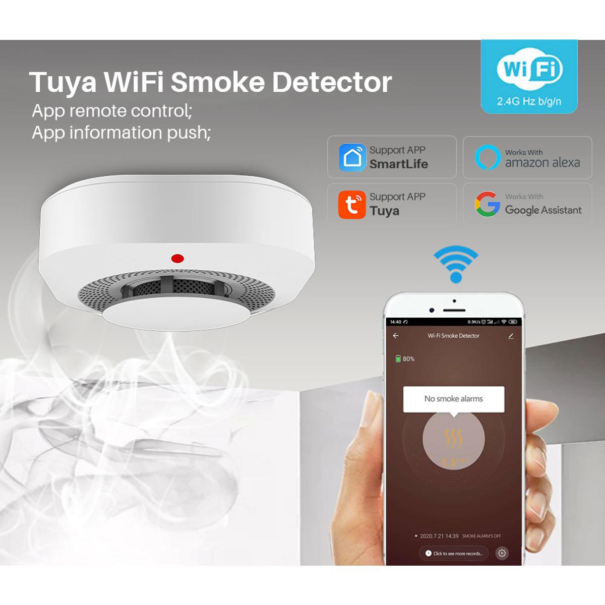 (New)Tuya Wifi Detector enor 90DB Alarm mart Fire moke Detector Wifi Fire Protection Home equity Alarm mart Life APP