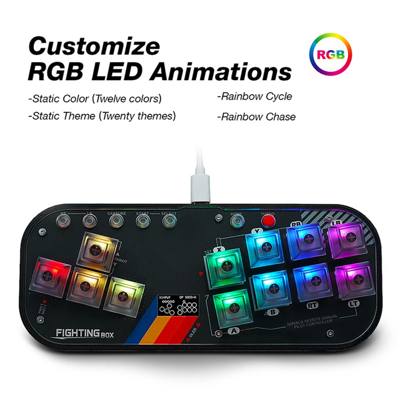 Mini Controller SOCD Arcade Stick Keyboard RGB Cherry Switch Black ABS About 19x7.6x10.6cm for PC Android Misterfpga. 