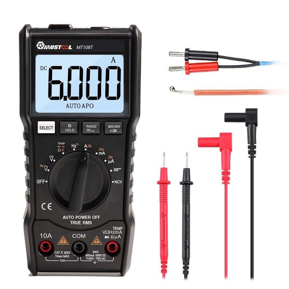 MUSTOOL MT108T Square Wave Output True RMS NCV Tature Tester Digital Multimeter 6000 Counts Backlight. 