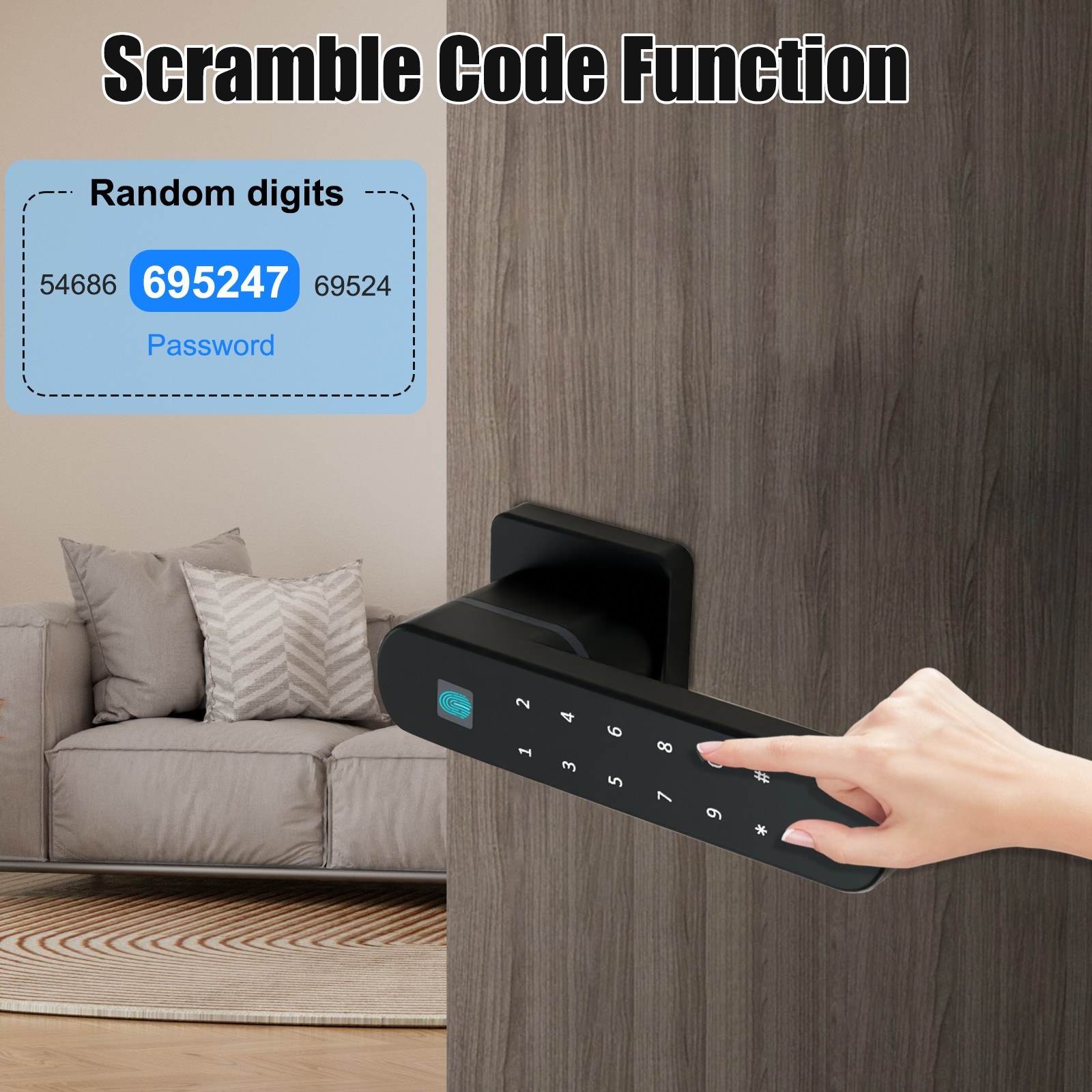 Smart door lock four in one keyless access to Tuya APP control - silver. 