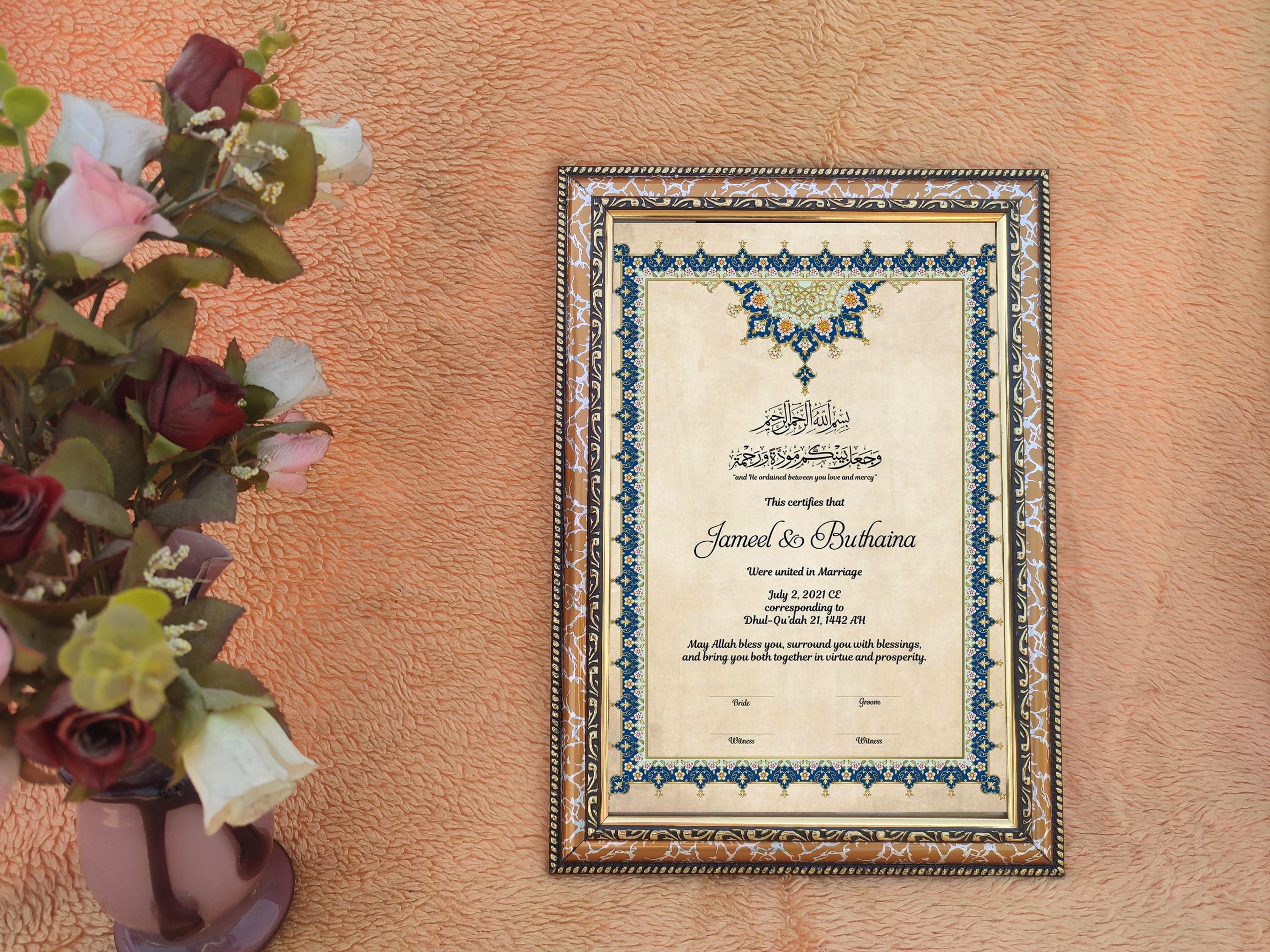Customised Nikah Nama Frame For Wall Decor / Marriage Certificate/Anniversary photo frame design Anniversary Special Design For Wall Decor - photo frame resin photo frame photo frame. 