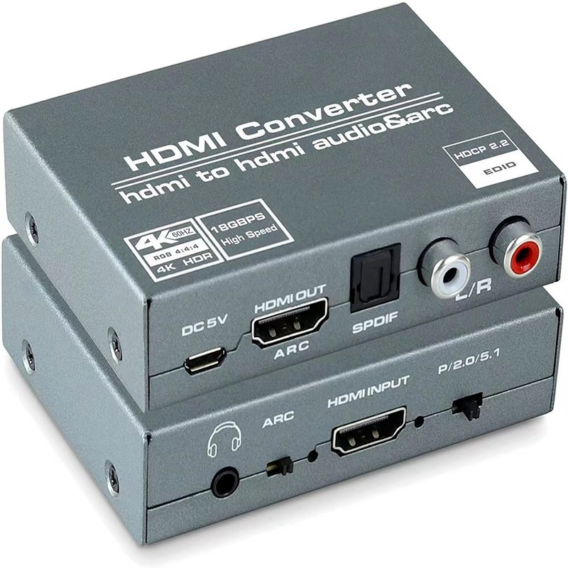 HDMI 2.0 Audio Extractor HDMI to RCA 4K 60Hz YUV4:4:4 HDR HDMI Audio Converter Adapter 4K HDMI to Optical TOSLINK SPDIF