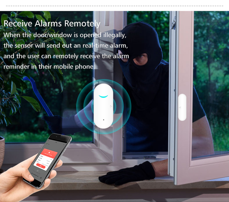 Tuya Smart WiFi Door Sensor Door Open / Closed Detectors Wifi Home Alarm Compatible With Alexa Google Home Tuya APP. 