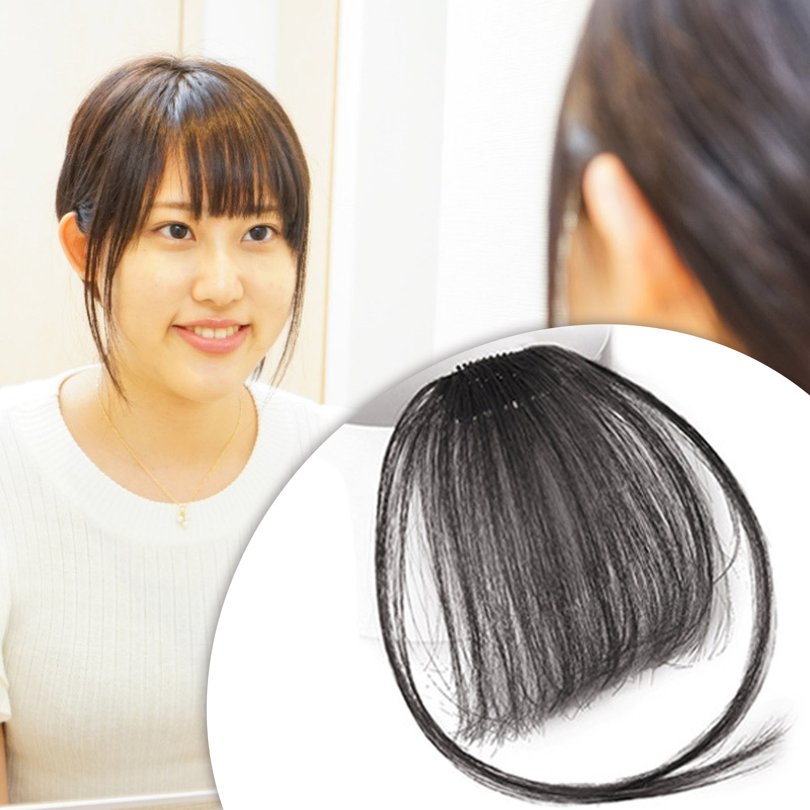 【The Edge of Beauty】NYT clip-in bangs 100% human hair extensions natural clip-on fringe air bangs side hair bangs with nice Net handmade natural flat neat bangs with temples for one. 