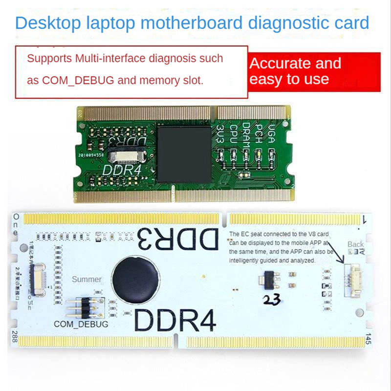 Laptop/Desktop Motherboard Memory Slot DDR3/DDR4 Diagnostic Analyzer Test Card Notebook for DDR3/4 Repair. 