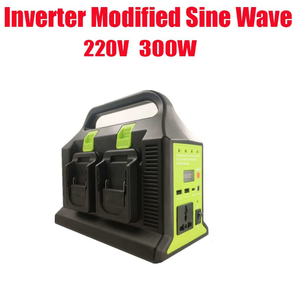 1 PCS to AC 220V USB PD3.0 Tpye-C Power Bank Converter 300W Converter with Light for 18V Battery. 
