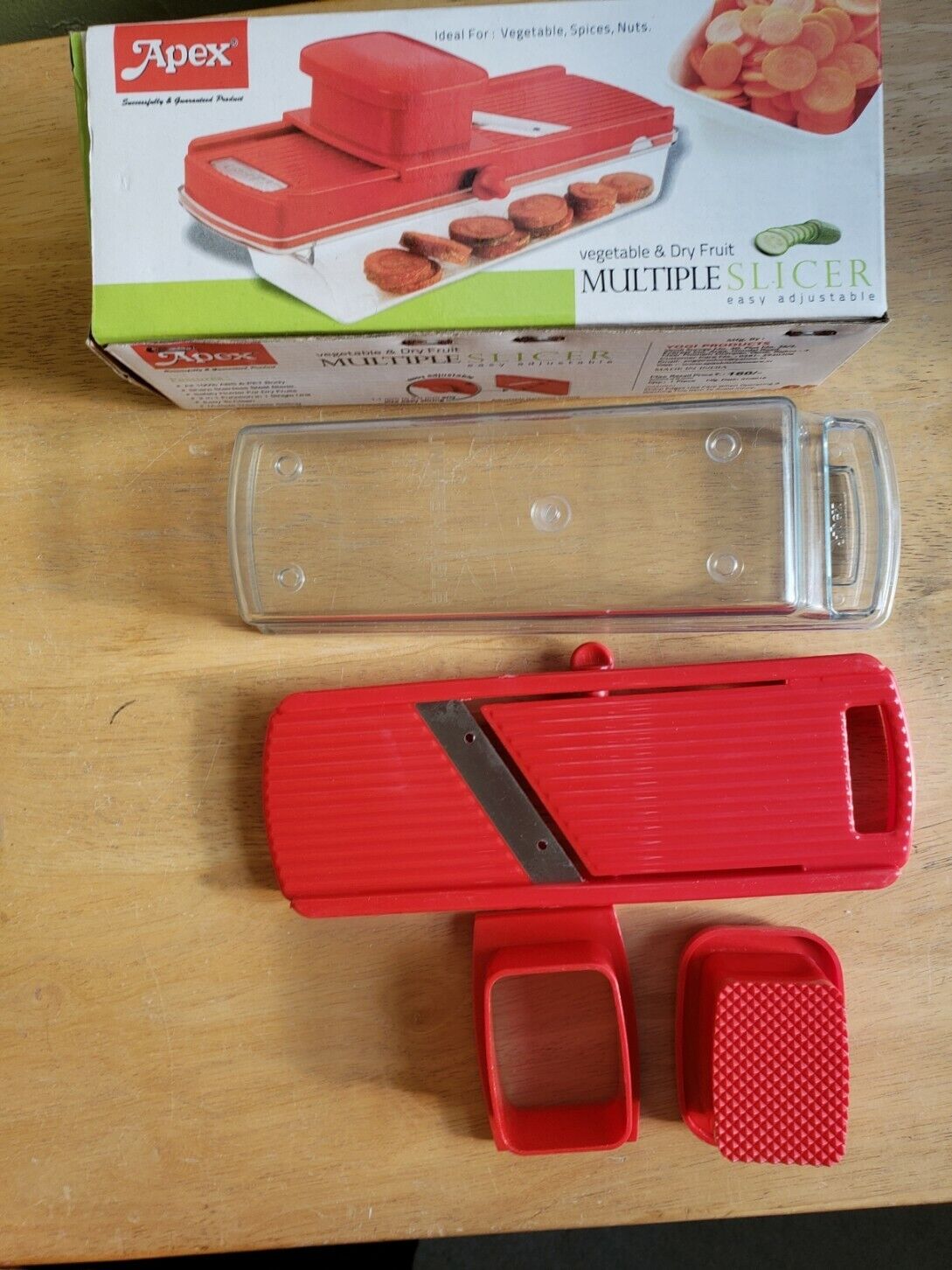 Apex Plastic Multiple Slicer, easy adjustble vegetable & dry fruit cutter-Red. 