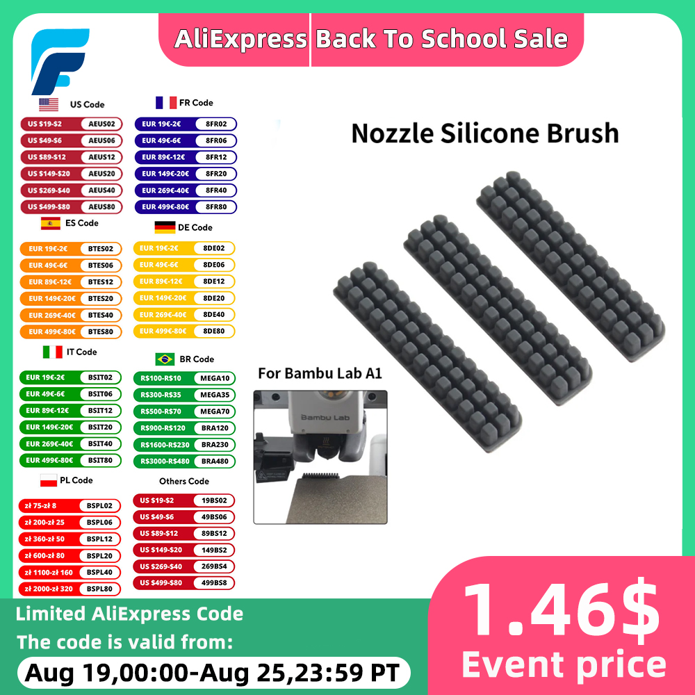 Nozzle Brush for Bambu Lab A1/A1 Mini Prusa XL Wiper Silicone Brush Hotbed Mounted Scrubber Cleaning Tool 3D Printer Accessories
