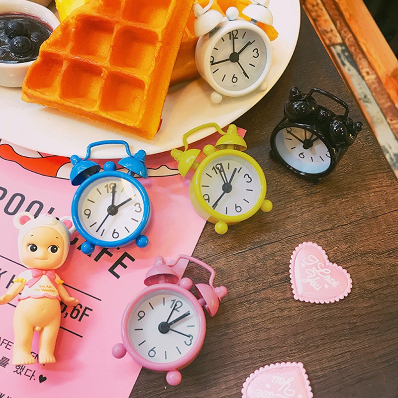 Nordic Mini Alarm Clock Creative Pointer Table Clock Round Bedside Clocks Best Desktop Decor. 