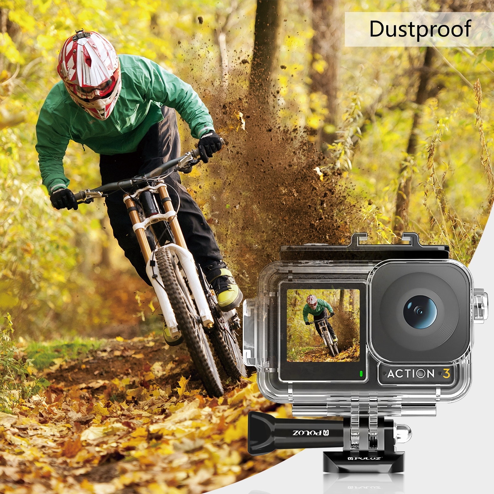 NEW- For DJI Osmo Action 5 Pro / 3 / 4 PULUZ 60m Underwater Waterproof Housing Diving Case with Cold Shoe & Buckle Basic Mount & Screw. 