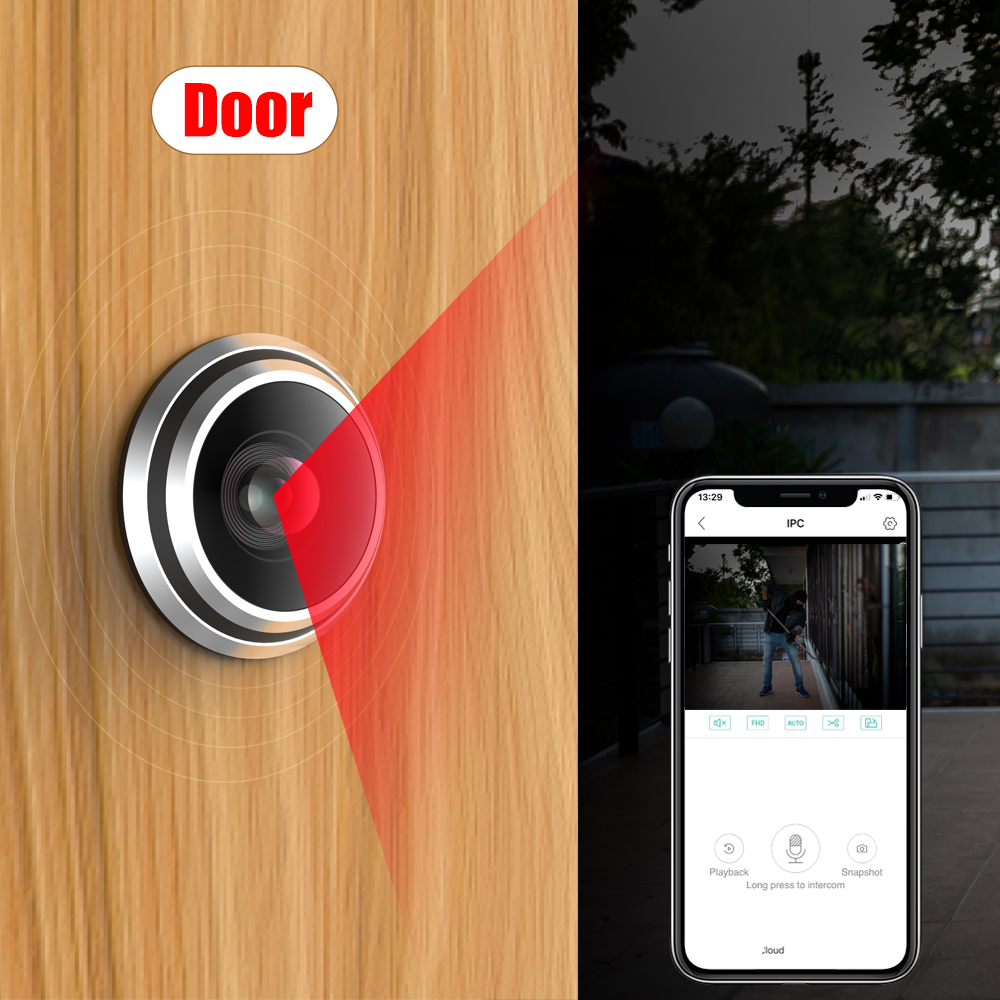iCSEE Wi fi Smart Door Eye Hole Security 1080P HD Wide Angle FishEye CCTV Network Mini Peephole Door Wifi IP Camera P2P TF Card. 