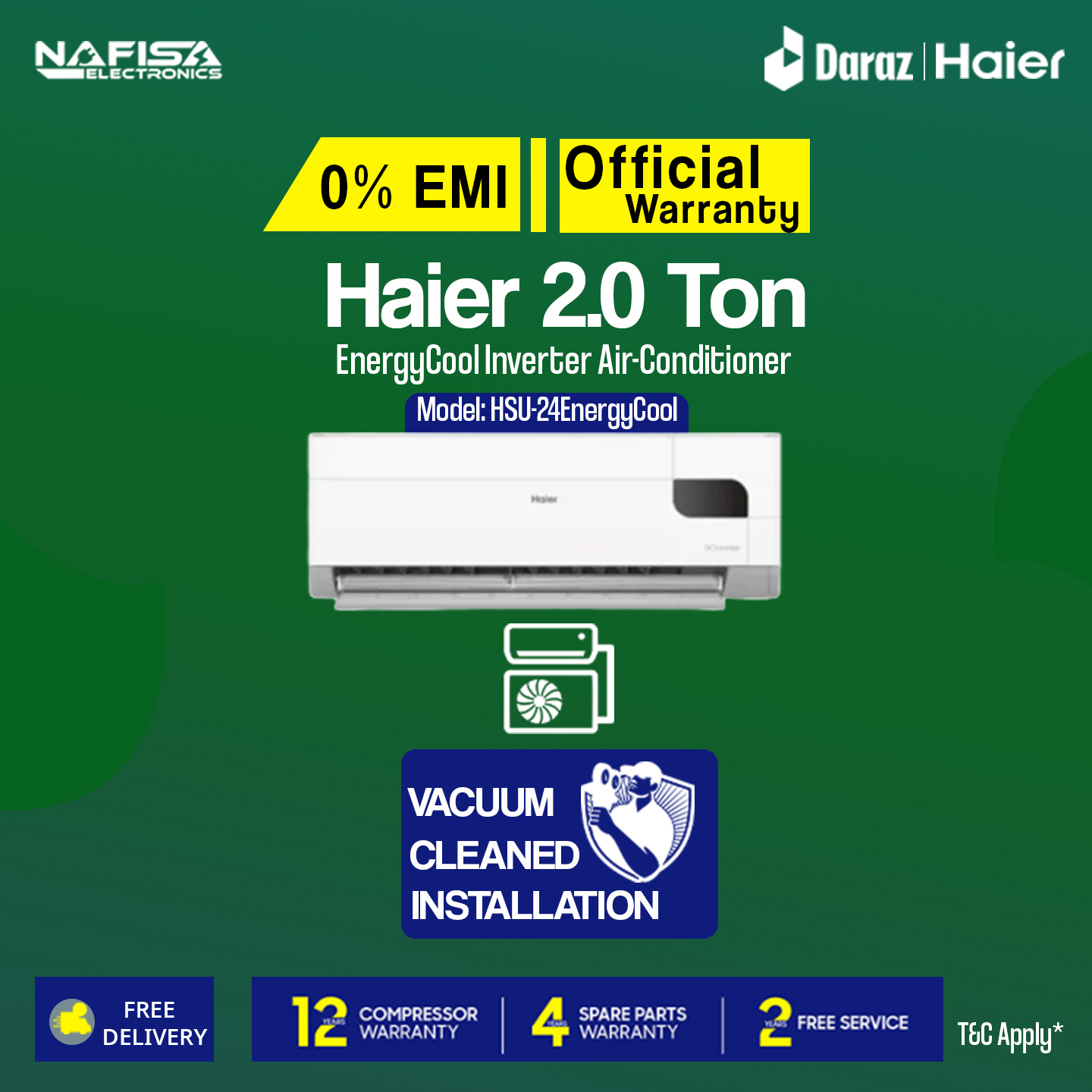 Haier 2 ton Energy Cool Inverter AC - (HSU-24EnergyCool:(INV)(3DF)(QE))