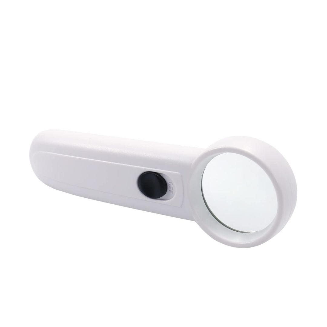 37mm Diameter Handheld Magnifier Glass With 2 LED Flashlight For Jewelry Repair Tools Sets Reading Magnifying Glass Exclamation Mark Type. 
