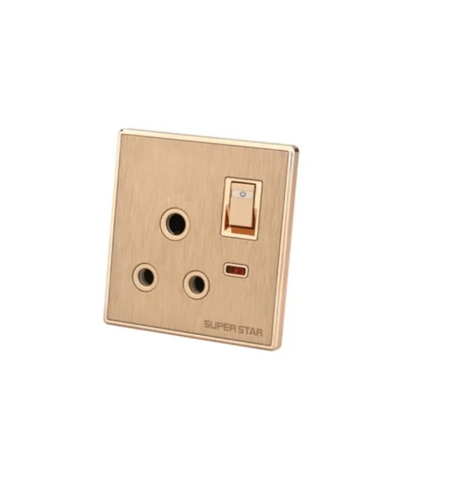 Super Star Glamour 15A 3 Pin Round AC Socket with Switch Three 3Pin A/C Electrical. 