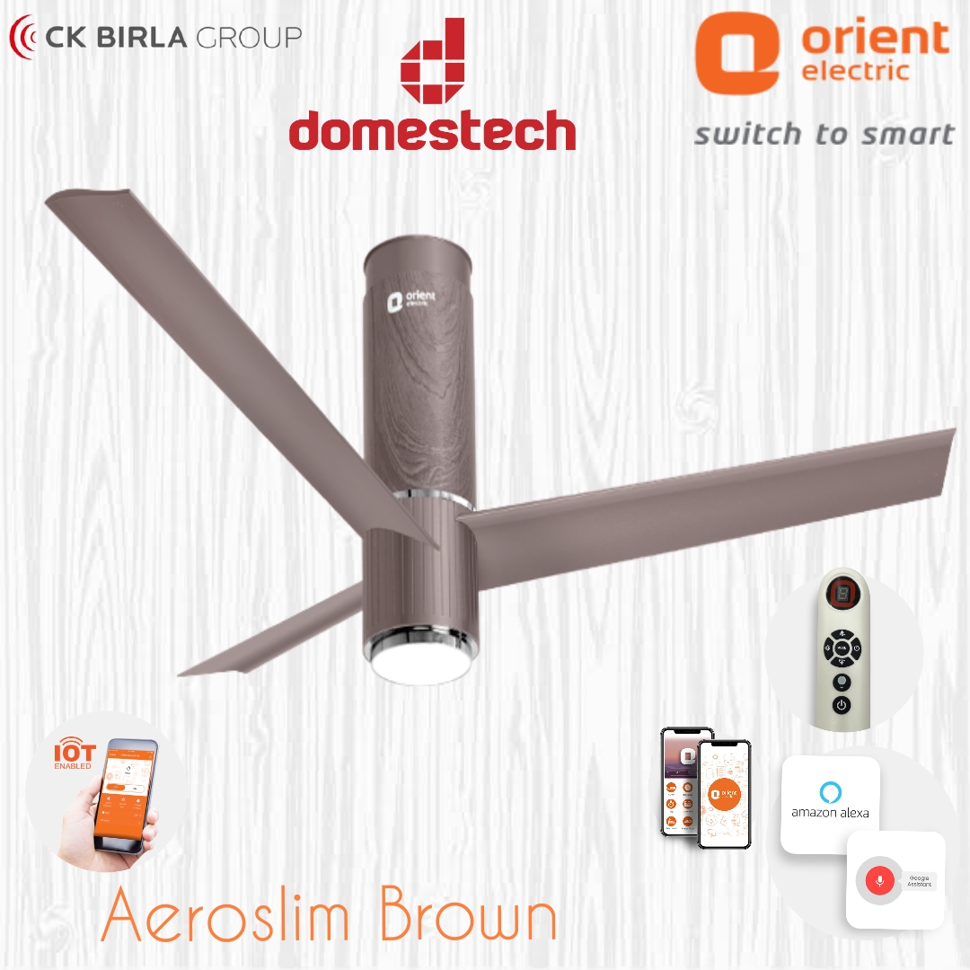 Orient Aeroslim BLDC Motor 48" Smart Inverter Ceiling Fan with IOT, Remote & Under Light (Brown)
