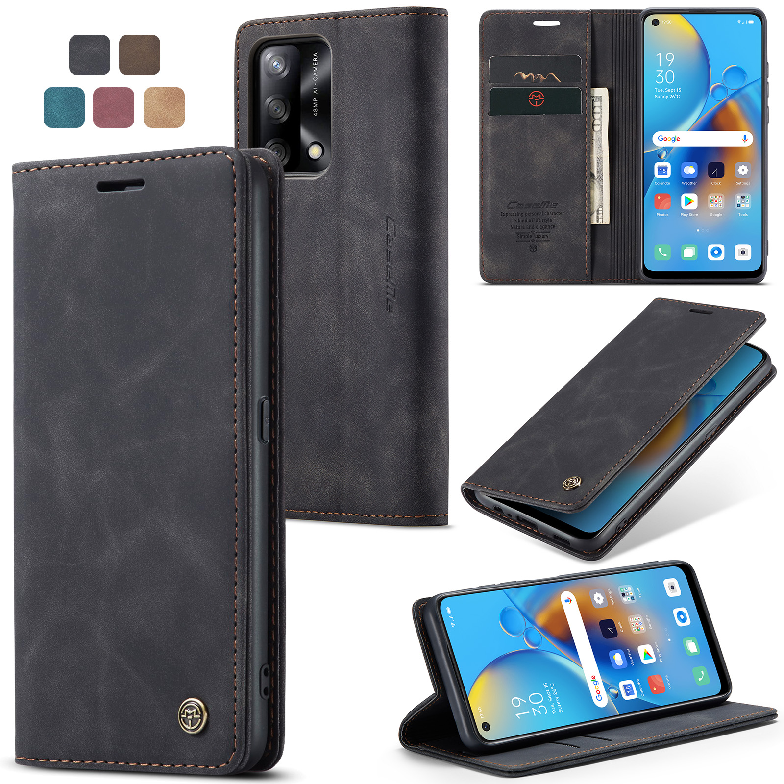 High quality R magnetic flip leather case for Oppo F19 / Oppo f19s case phone wallet card cover