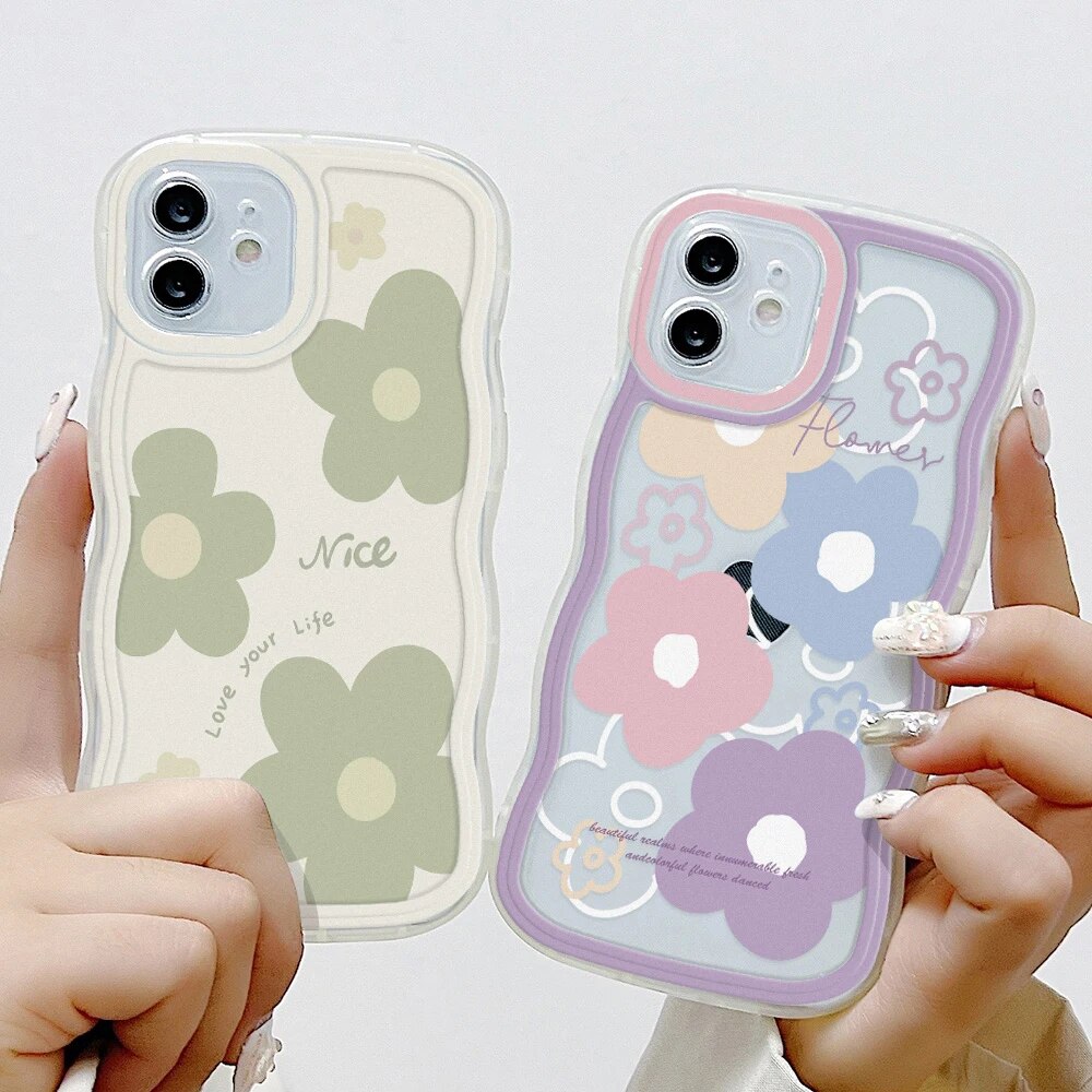 Love Heart Clear Curly Wave Bumper Case For Samsung A54 5G A53 A52 A51 A50 A34 A32 A31 A22 A21S A14 A13 A12 A02S A03 Soft Cover. 