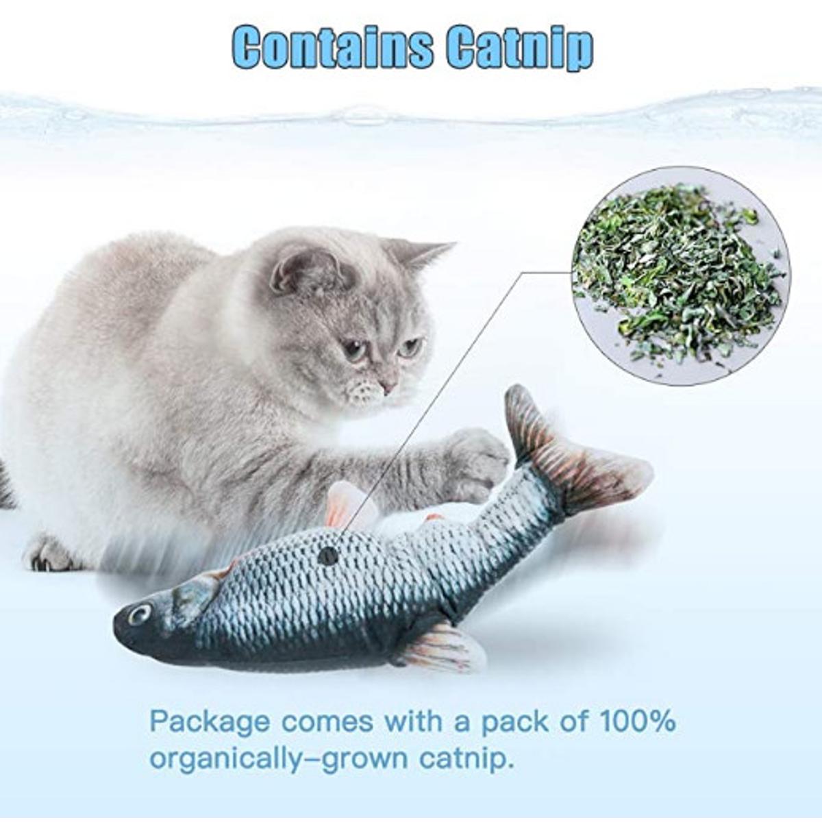 TOOGE 2 Pack 11" Electric Moving Fish Cat Toy Realistic Interactive Flopping Fish Cat Kicker Catnip Toys for Indoor Cats Pets Kitten
