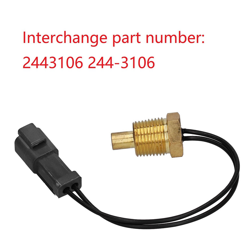 1 PCS Temperature Sensor Assembly Gold & Black 2443106 244-3106 for Caterpillar CAT 414E 416D 416E 416F 420D 420E 420F 422E 422F 424D. 