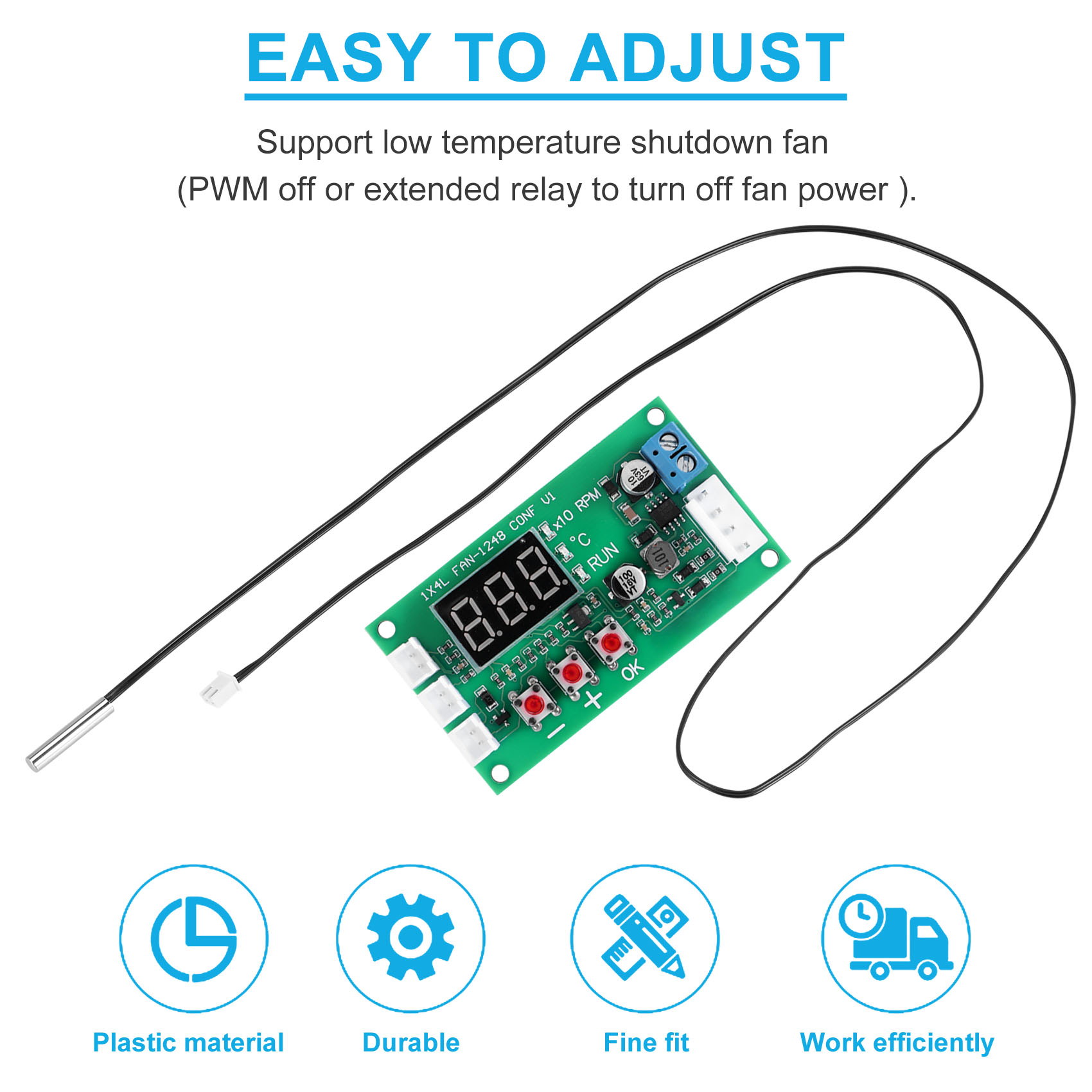 DC 12V 24V 48V 5A 2 3 4 Wire PWM Motor Fan Speed Temperature Control. 