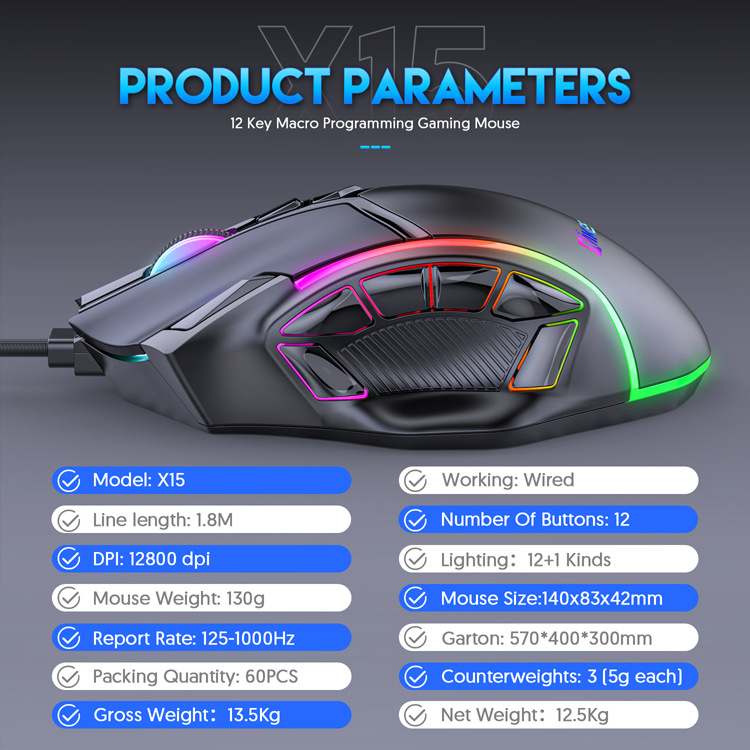 PUBG Pen PC mac grade for ght MaRGB Li12 programmable macro RGB12800DPI Free Heavy Gaming Mouse Keys Gaming Mouse x to 6 notebook computers. 