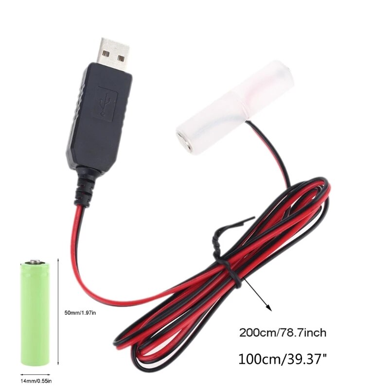 AA Dummy-Batteries Adapter Detachable USB Power Supply Cable Cord Replacement 1 to 4pcs AA Battery for LED Toy Remotes. 