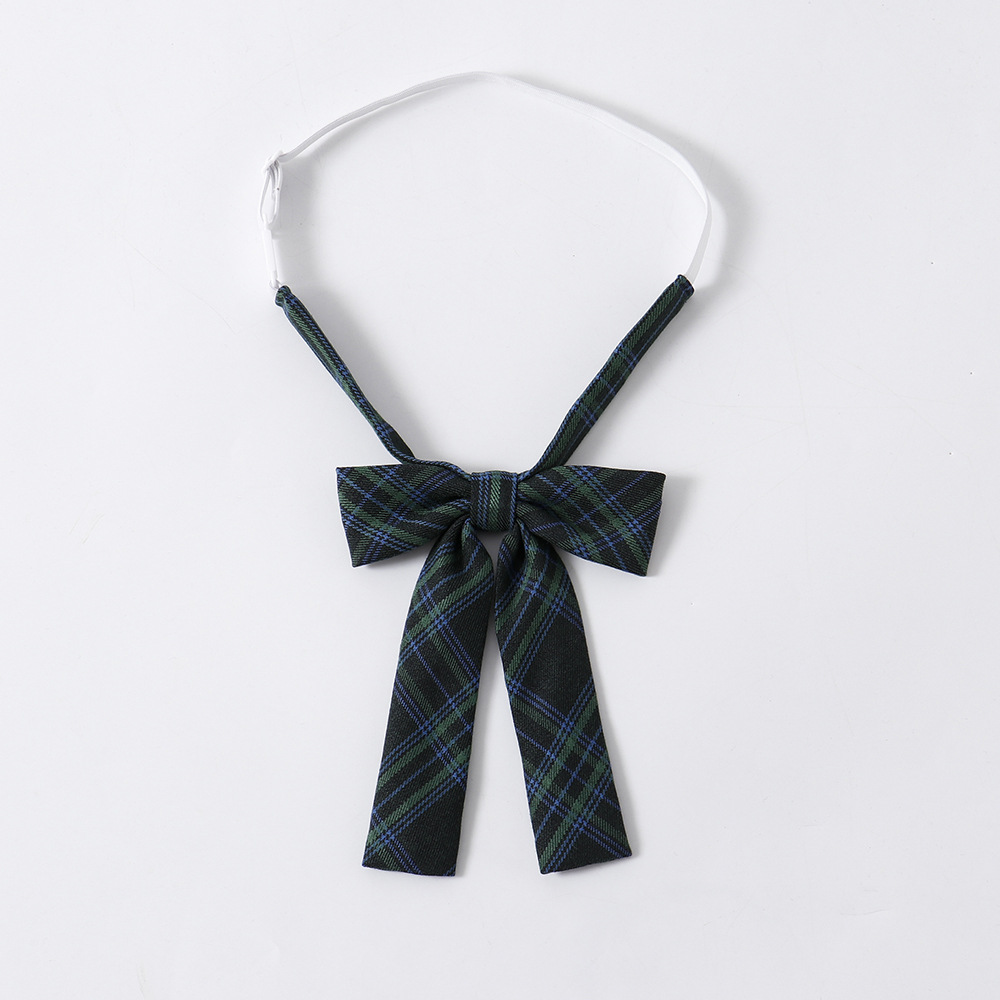 New JK Uniform Bow Tie Student Bow Tie Shirt Collar Flower Uniform Accessories Color Block Dark Green Green Green Grid Bow Tie