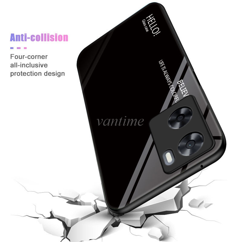 【3C VictoryEagle】For 4G 2022 /Oppo a77s case gradient color back cover glass. 