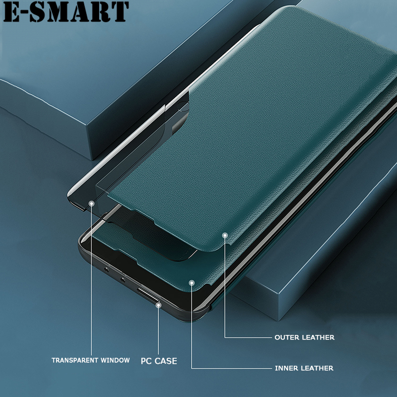 Phone Flip case Samsung Galaxy S10 Plus Clear Window View Smart Transparent PU Leather Stand Holder Phone case for Samsung S10 Plus Flip Back cover cases. 