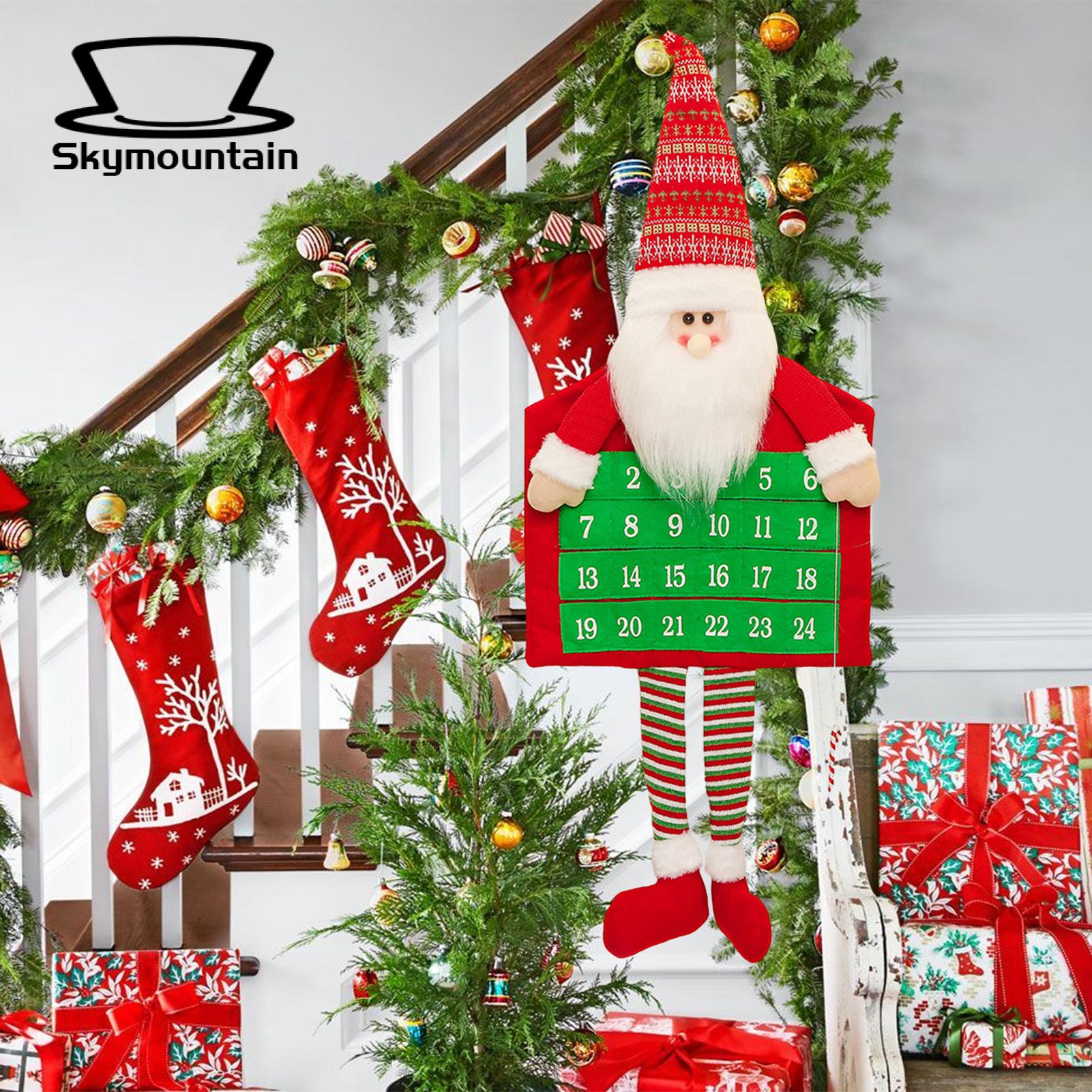 Christmas Countdown Calendar Christmas Calendar 24 Day Advent Red White Santa Snowman Non-woven Xmas Countdown Decoration Unique Christmas Countdown Calendar. 