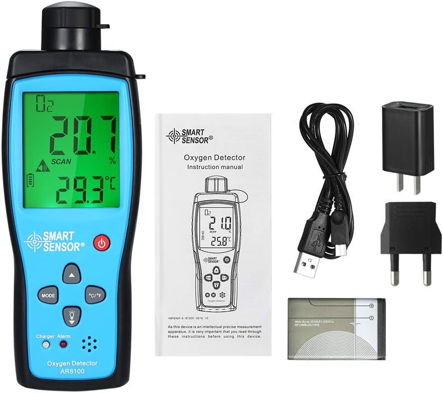 Portable O2 Air Detector AR8100 Alarm Oxygen concentration Measuring Instrument Meter. 