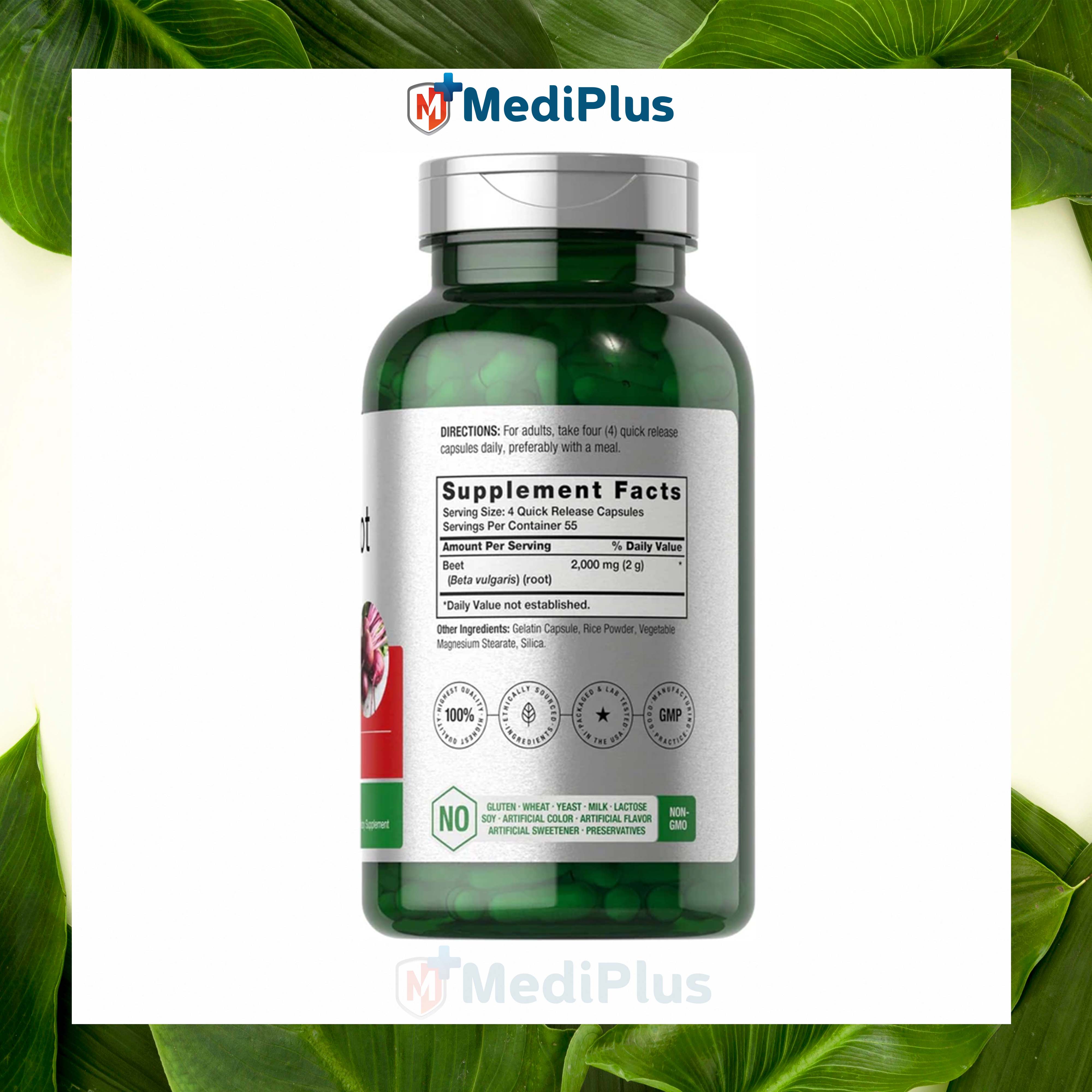 Horbäach Beet Root Powder Capsules | 220 Pills | Herbal Extract | Non-GMO, Gluten Free Supplement. 