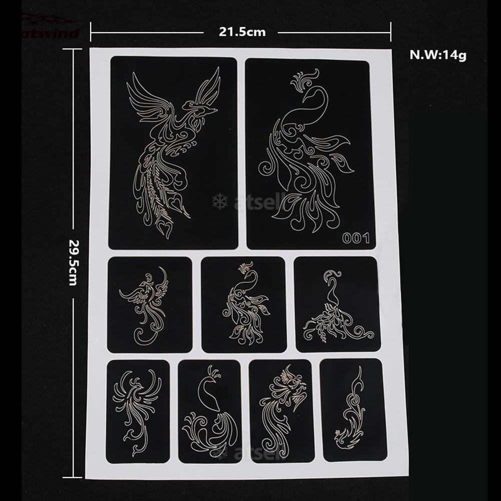 （NEW）40 Styles Hollow Henna Tattoo Stencil Template Hand Art Paste Drawing. 