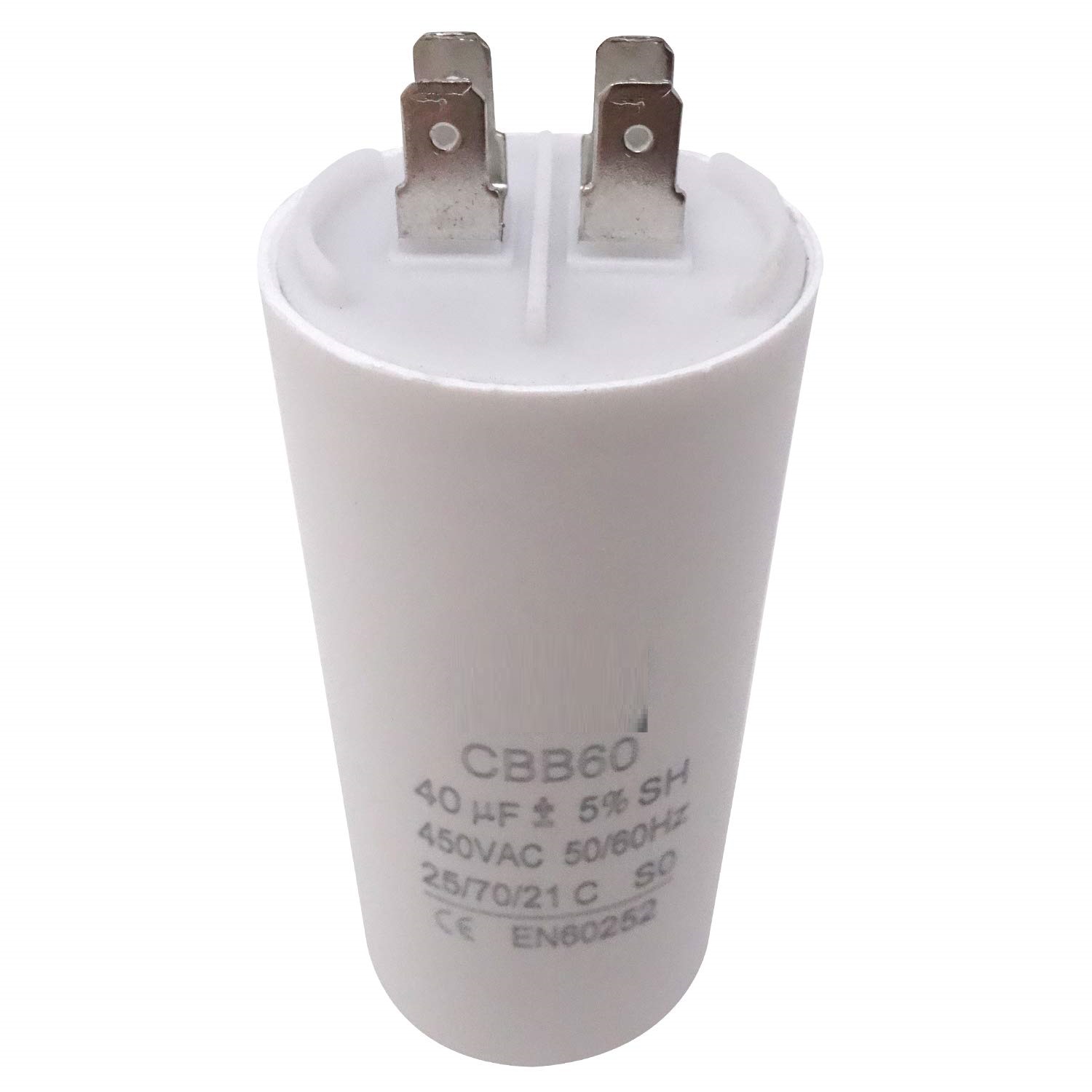 CBB60 Run Capacitor 40uF 450V AC Double Insert 50/60Hz Cylinder  White for Air Compressor Water Pump Motor. 