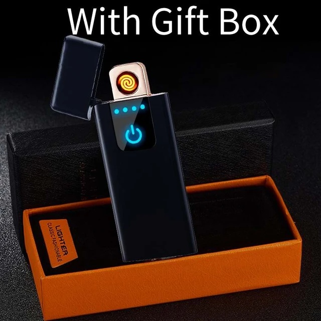Smart Fingerprint Sensor Lighter Flameless Windproof Lighter Double Side Cigarette Ignition Lighter USB Rechargeable Lighter Best Gift for Your Boyfriend, Family, Your Father. 