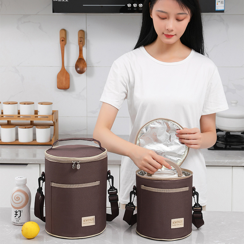 Lunch box bag student insulated bag lunch bag round waterproof insulated bag for work with rice insulated bucket lunch bag tote bag. 