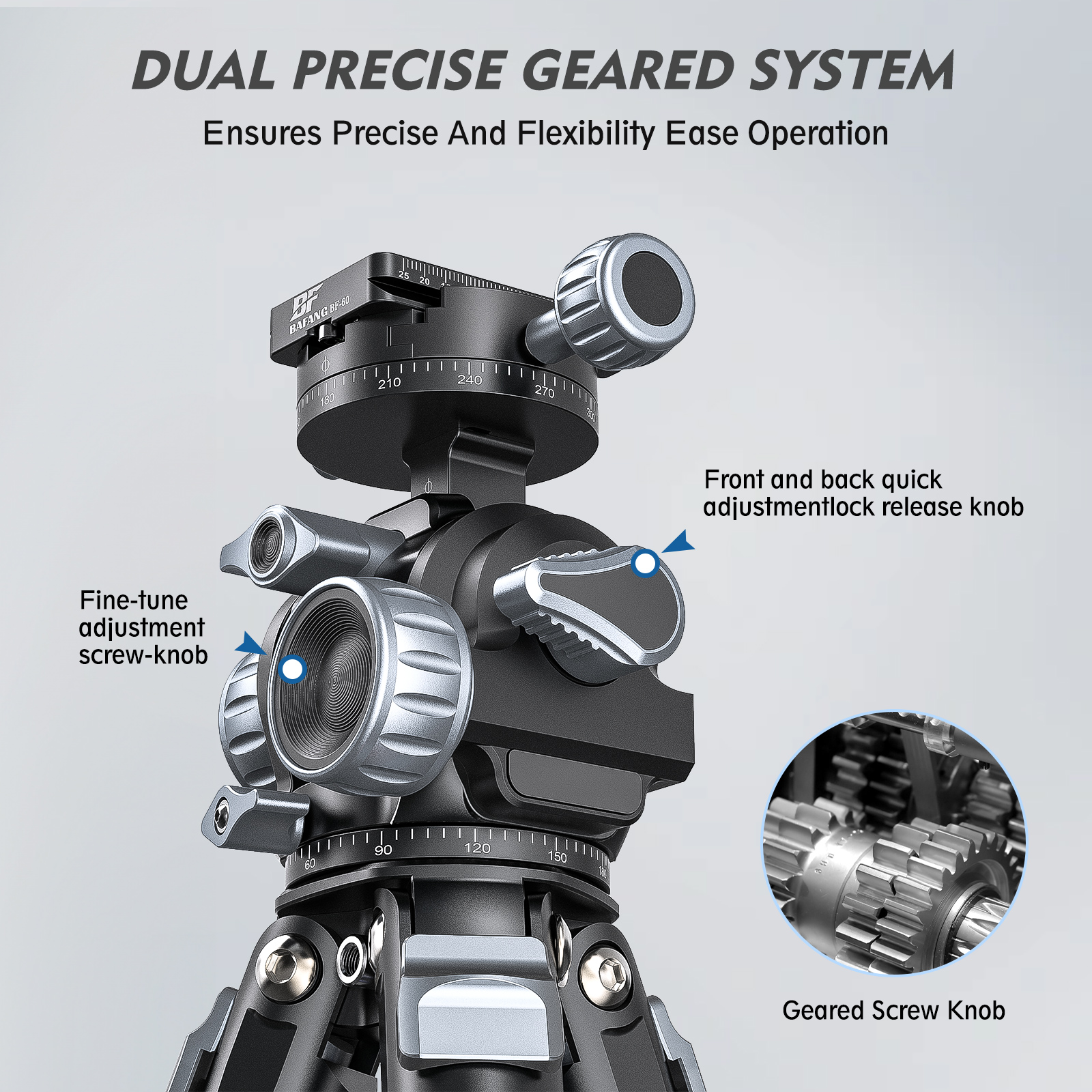 BAFANG Profesyonel Tripod Dişli Kafası Hızlı Bırakma Plakası ile 360 Derece Ağır Hizmet Kafası DSLR kamera tripodu Monopod Yük 10 kg. 