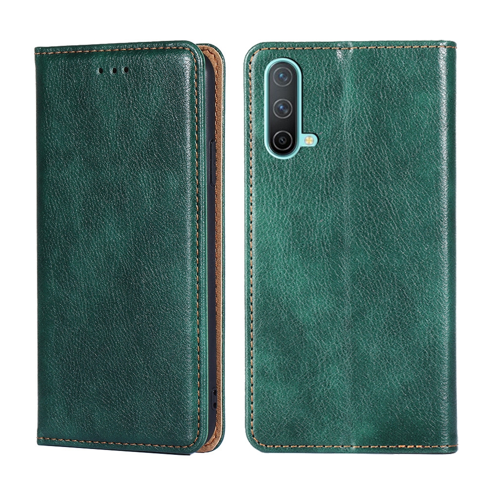 New- For OnePlus Nord CE 5G Gloss Oil Solid Color Magnetic Leather Phone Case