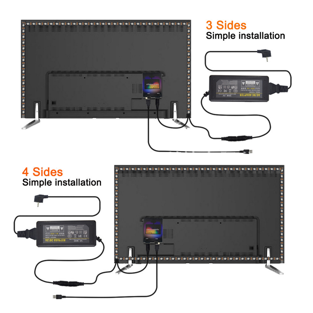 DC 5V DIY Ambient TV PC Dream Screen WS2811 WS2812B SK6812 RGB USB LED Strip Control Box Computer PC Screen Backlight. 