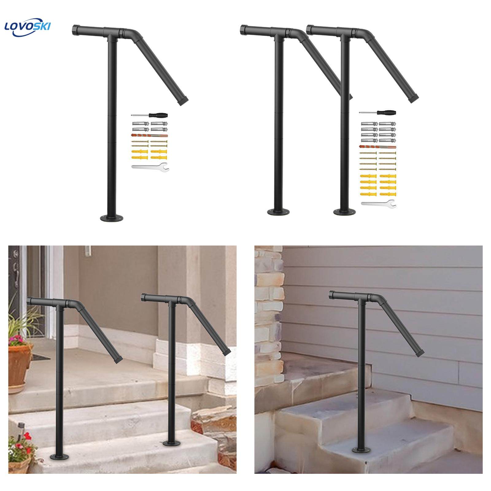 Outdoor Handrail Fit 1-2 Steps with Hardware for Concrete Steps. 