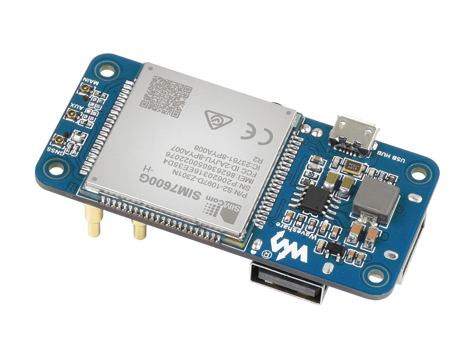 Waveshare SIM7600G-H 4G HAT (B) For Raspberry Pi, LTE Cat-4 4G / 3G / 2G Support,  Positioning, Global Band. 